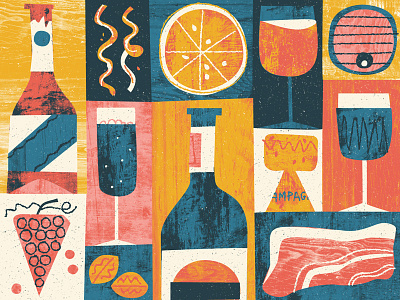 British Booze digital drink editorial food illustration pattern texture wine