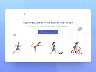Physical activity training program UI header ui illustration isometric isometric illustration landing page payment app web illustration