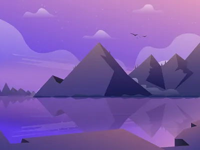 Mountain Landscape Wallapaper dribbble gradient illustration lake landscape mountain nature sky wallpaper