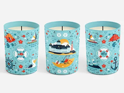 Yacht & Beach Candle beach boat breeze candle fish gull ocean pelican sea
