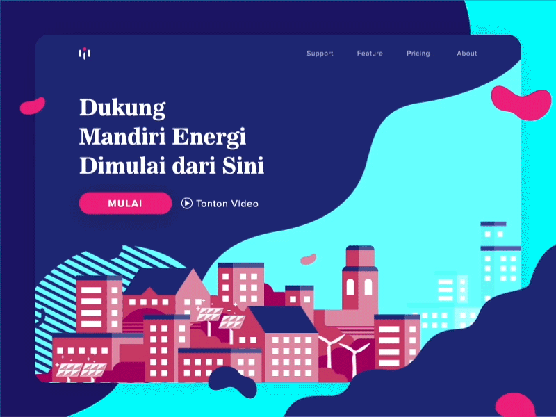 Smart City Landing Page animation city construction energy gif illustration isometric landing page motion graphic smart solar ui