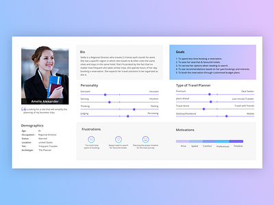 User Persona for Travel Booking behavioural analysis experience user user persona