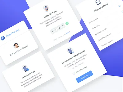 Pharmacy widgets preview app confirmed dashboard data design health medical pharmacy ui ux verification code web