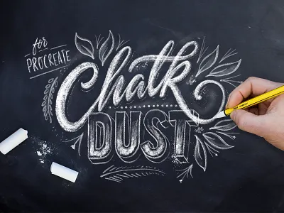 Chalk Dust - Procreate Lettering Kit brushes calligraphy chalk dust chalkboard graphic assets hand lettering lettering kit mockup procreate procreate lettering kit textures typography