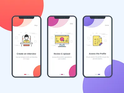 Walkthrough screen app iphone x management onboarding recruitment ui design illustration