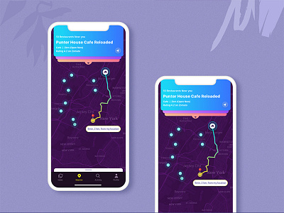 Near by attractions app application city explore location map mobile navigation nearby restaurants ui ux
