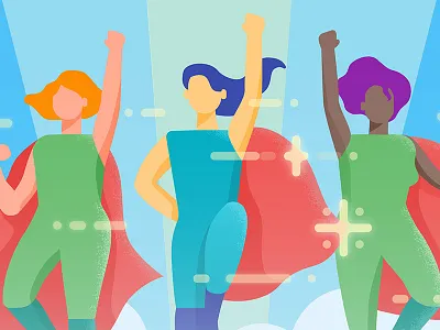 Women's International Day for Google Play campaign empowerment feminism flat google google play illustration marketing merchandising superhero vector womens international day