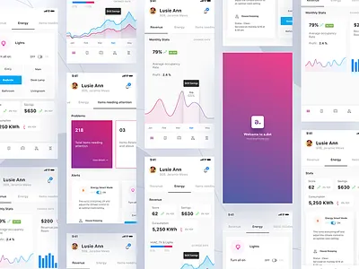 Hotel Admin Management Dashboard iPhoneX admin analytics app automation booking charts dashboard data visualization hotel iphonex menu notification