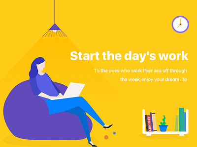 Start the day's work dribbble flat illustration ui vector