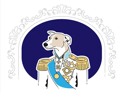 Django The Whippet flat frame general greyhound head hound icon lineart lord portrait sighthound stroke