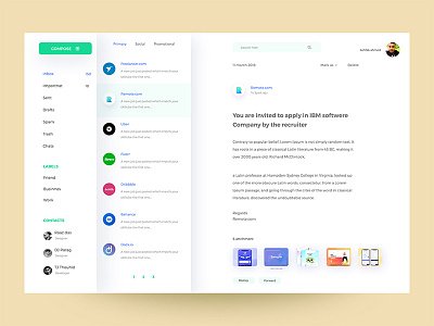 Email app Dashboard admin apps chat applications blur cloud conversation dashboard email app inbox cards designer mail messenger user interface inspiration windows
