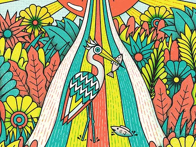 Umphrey's Columbia bird gig poster illustration jambandz monoline nature psychadelic umphreys