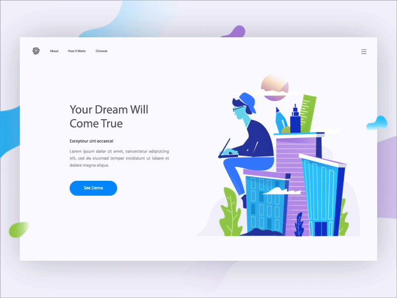 Private Entrepreneur Course - Landing page Concept animation building city course freelance gif illustration landing page remote ui work