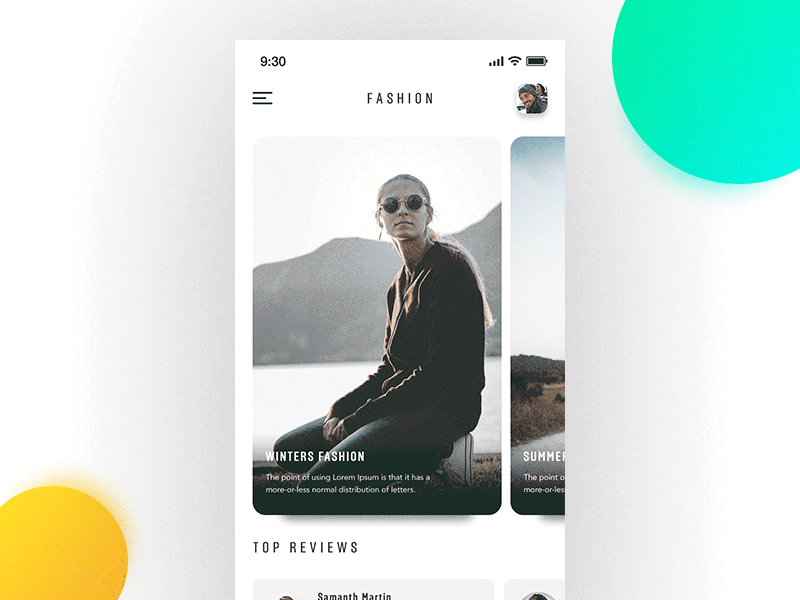 Fashion App android animation app card fashion ios iphonex summer swipe