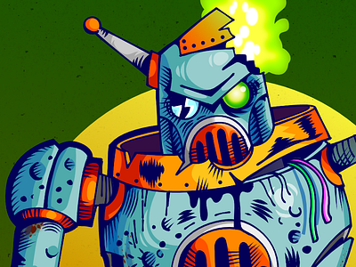 Undead Robot art character design drawing illustration ink robot vector