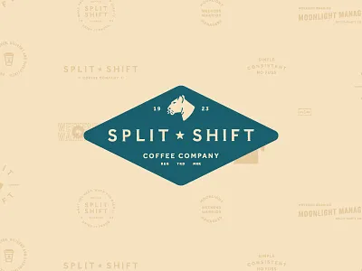 Split Shift Coffee Company Branding brand branding coffee lion lioness logo logomark split shift to go typography