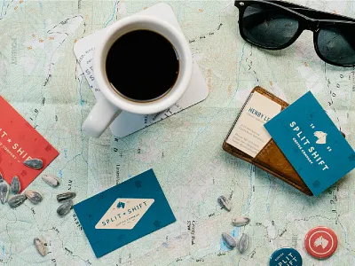 Split Shift Pt. 2 brand branding business card button coffee logo logomark