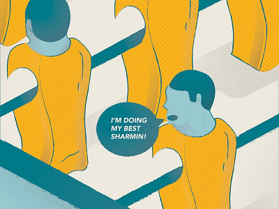 I don't need friends. They disappoint me. anger brush design foosball foosballtable friends illustration poster retro team team player vintage