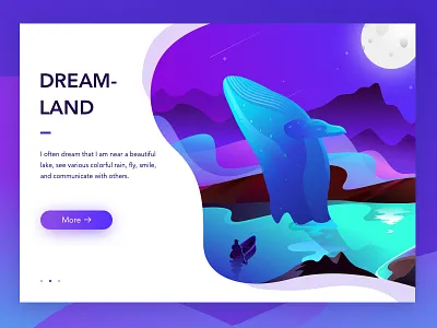 WEB-Dreamland blue fish moon night ui web