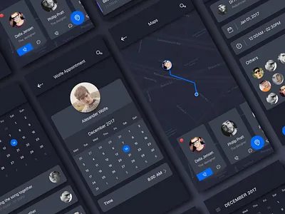 Dating chat -UI app black calendar cards chat clean concept dating design ios mobile ui