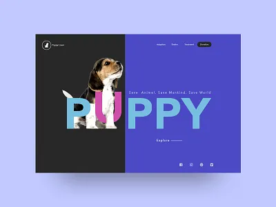 Puppy version animal apple color dog future google header minimal puppy shelter typography ui