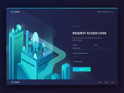 Shapeship Rocket for Coder Request Page code illustration isometric landing rocket space spaceship technology web