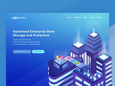 ☔️ CloudX Storage Data Header Concept building data design heading illustration isometric landingpage software storage technology ui web
