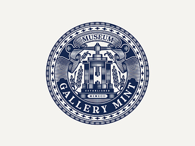 Gallery Mint logo coin crosshatching emblem illustration logo mint vintage