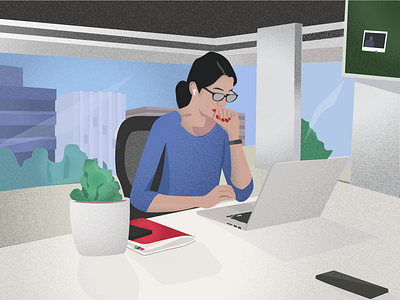 A Working Lady gradient grain illustration kumari lady laptop pooja sketch