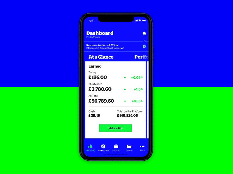 Relendex App / Dashboard animation app chart dashboard fintech gif interaction iphone mobile ui ux x