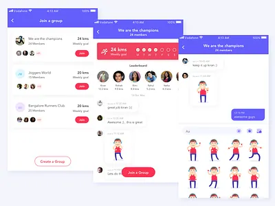 Running App activity challenge colourful emojis gif illustration running app sketch sport ui vibrant