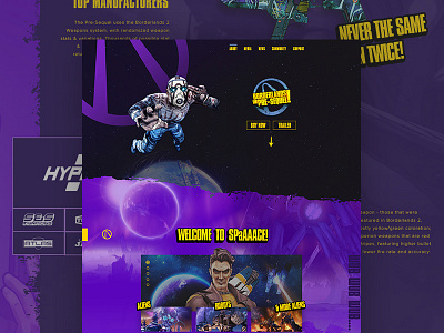 Borderlands The Pre Sequel - Mock Concept black borderlands concept design gaming grid landing page layout purple space ui video games web mock yellow