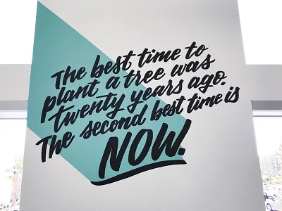 ServiceNow fitness mural brush lettering hand lettering mural servicenow