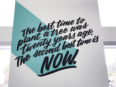 ServiceNow fitness mural brush lettering hand lettering mural servicenow