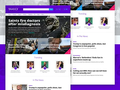 Yahoo Redesign landing news online page redesign site trending website yahoo