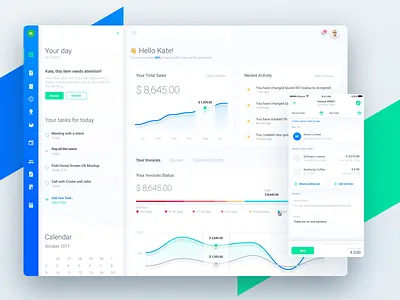 Fiskl Online SME Finance Platform Dashboard chart crm dashboard finance invoicing light management money stats system