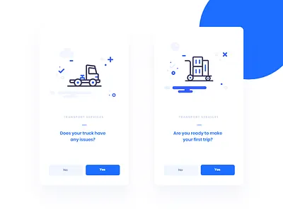 / Intrmodl / Android app onboarding app blue illustration onboarding truck vector