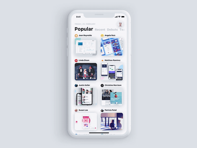Hi Dribbble dribbble app interaction ios11 iphonex loading ui