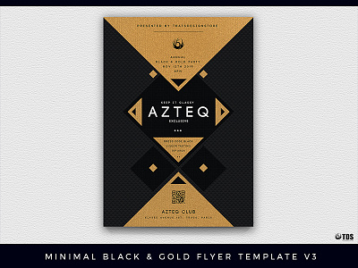 Minimal Black and Gold Flyer Template V3 art deco classy elegant event exclusive flyer gold golden grand opening invitation poster thatsdesignstore