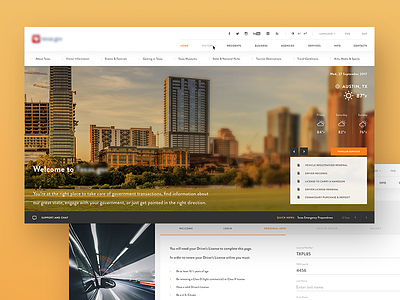 State Homepage clean dashboard goverment homepage onboarding orange texas ui ux website