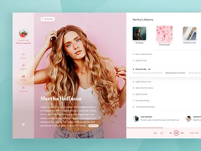 Music Player about clean dashboard description info list media menu music player profile review