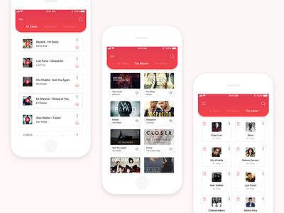Flames Music App : iOS UI Kit app dribbble best shots illustration ios iphone mobile music music app player profile ui ux