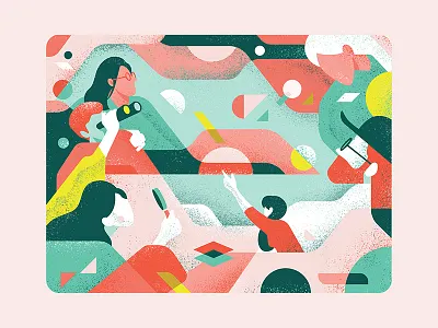 Hey look. Over there! arts color illustration indonesia pattern people shape