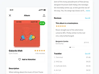 Album Information album bluetooth clean e commerce ios ios 11 iphone x minimal music nfc shopping tapview