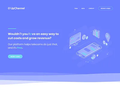 Homepage Hero hero illustration isometric lineart telecom telecommunications upchannel web website