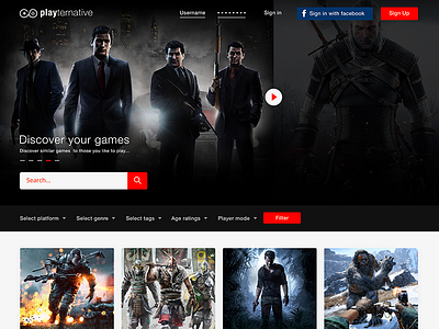 Play Alternative Game Landing Page UI/UX console game games play playstation ps4 video game xbox