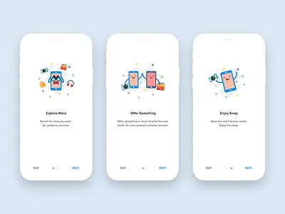 Onboarding app tour empty status explore first time null screen on boarding quick tour swapping tour walkthrough welcome screen