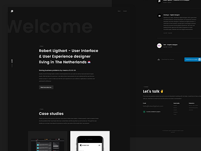 design dark theme design personal portfolio robertligthart.com ui ux