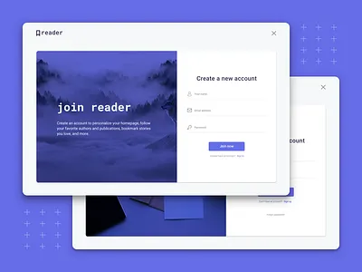 Reader - Sign up & Sign in account article auth authentication login signin signup sketch stories story web webdesign
