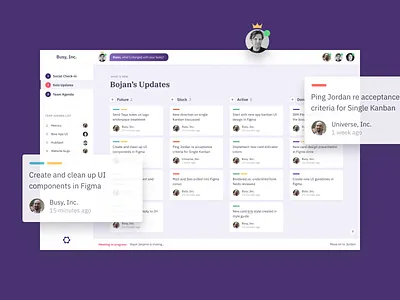 Solo Updates action dashboard kanban meeting parabol productivity solo team teaming updates